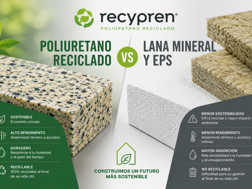Poliuretano reciclado frente a lana mineral y EPS